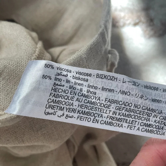 Zara Linen Blend Tie Waist Belted Shorts Light Beige Oatmeal NWT Size Small - Picture 9 of 9